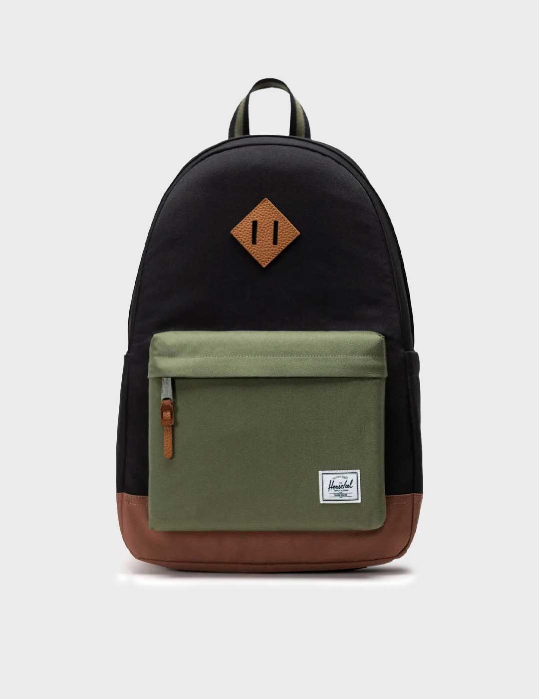 Herschel Heritage mochila negra y verde para hombre y mujer