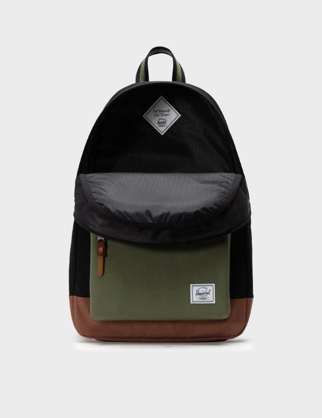 Herschel Heritage mochila negra y verde para hombre y mujer