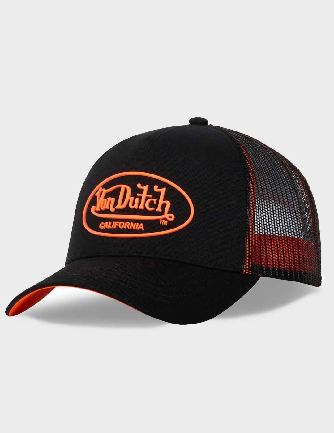 Von Dutch Dom gorra negra y naranja unisex