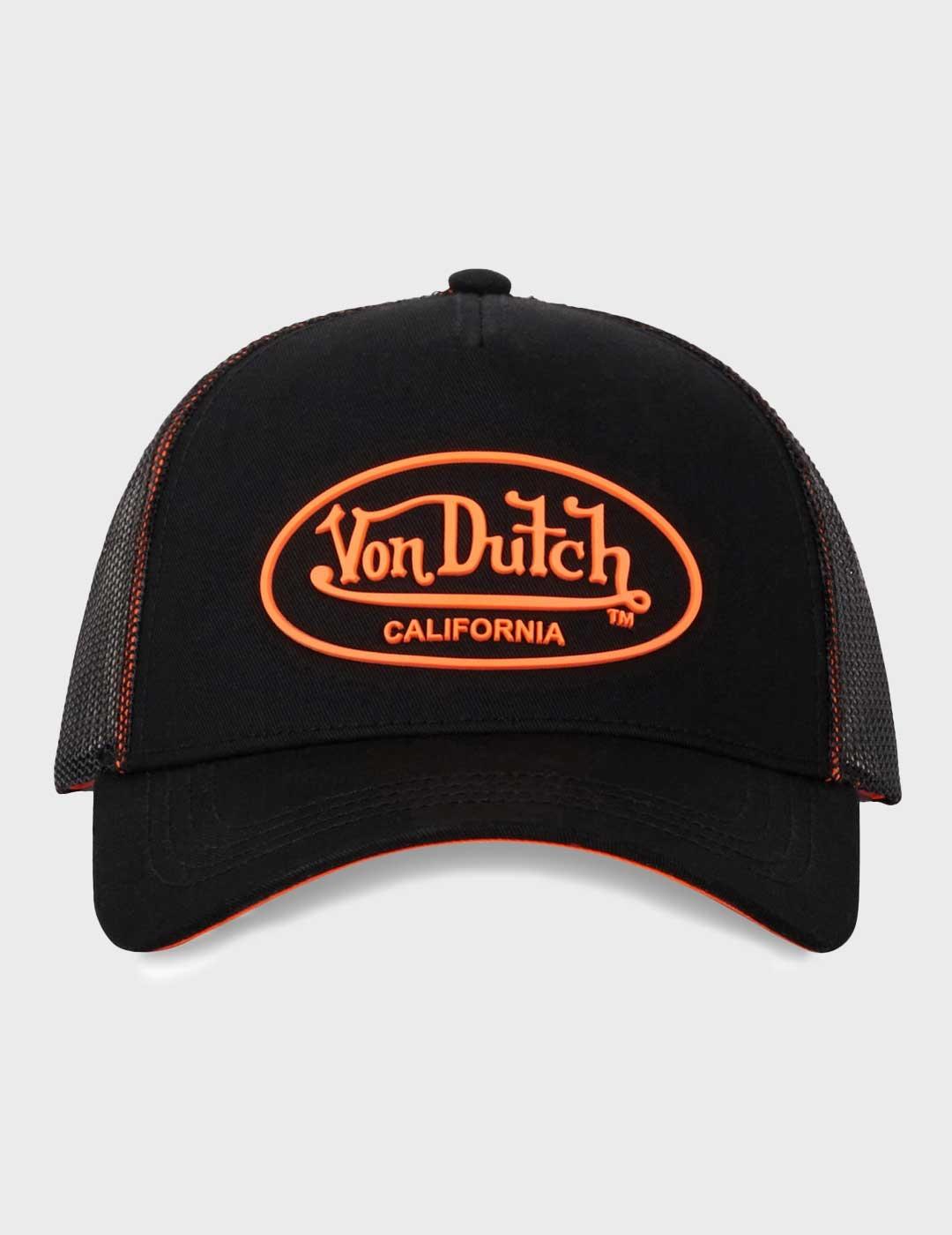 Von Dutch Dom gorra negra y naranja unisex