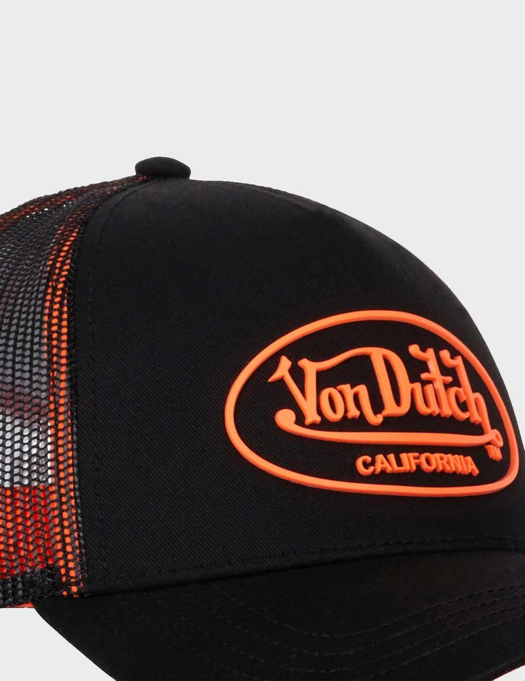 Von Dutch Dom gorra negra y naranja unisex