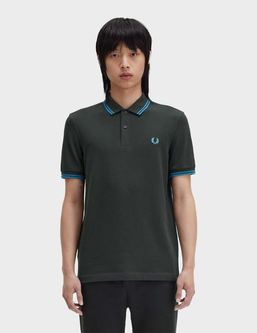 Fred Perry Twin Tipped polo verde para hombre