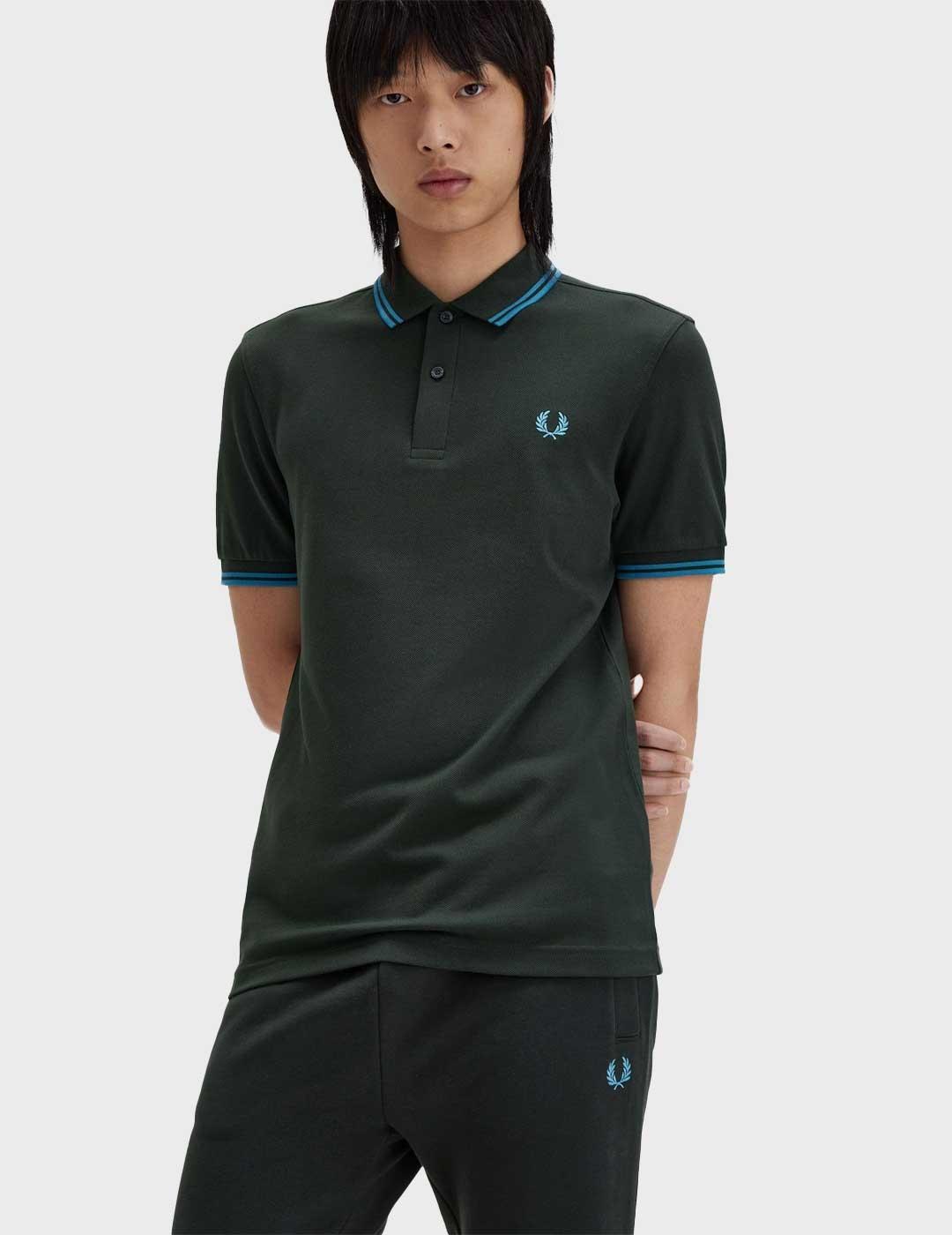 Fred Perry Twin Tipped polo verde para hombre