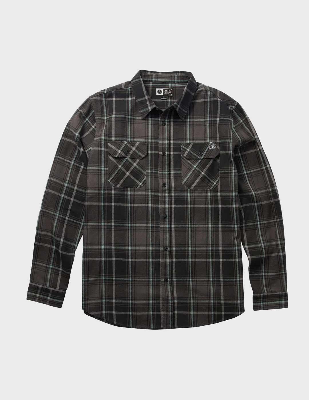 Salty Crew Daybreak Flannel camisa negra cuadros para hombre