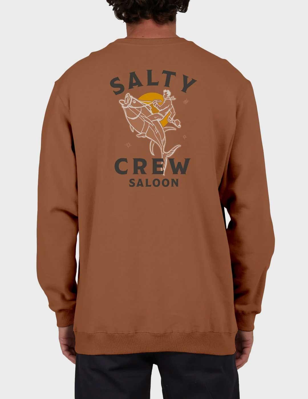 Salty Crew Saloon Crew Fleece sudadera marrón para hombre