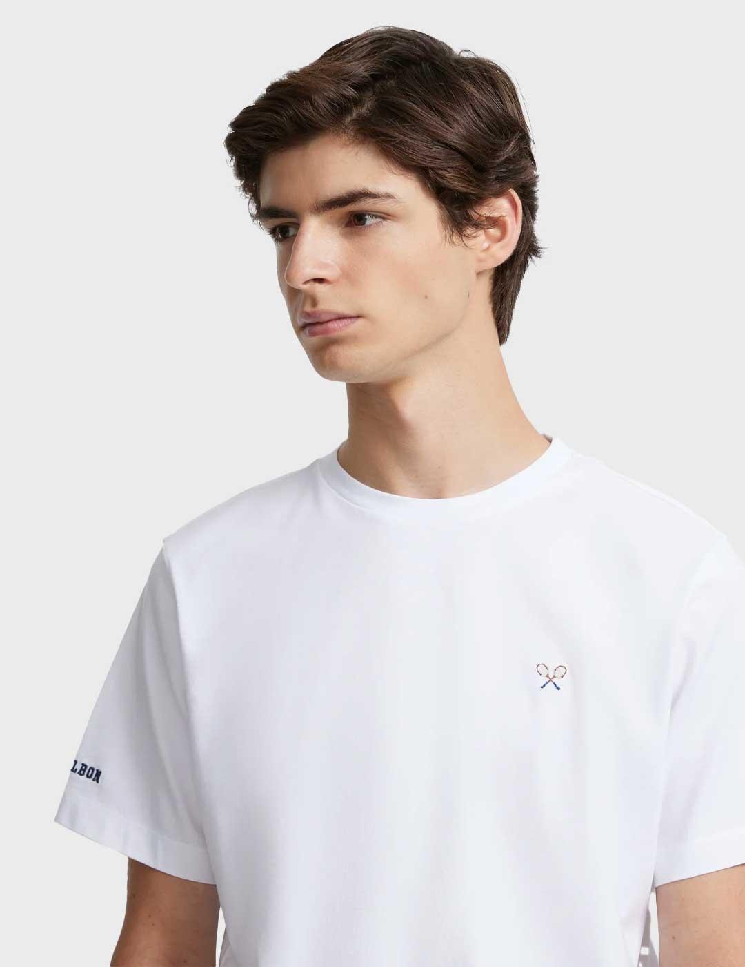 Silbon Raqueta retro camiseta blanca para hombre