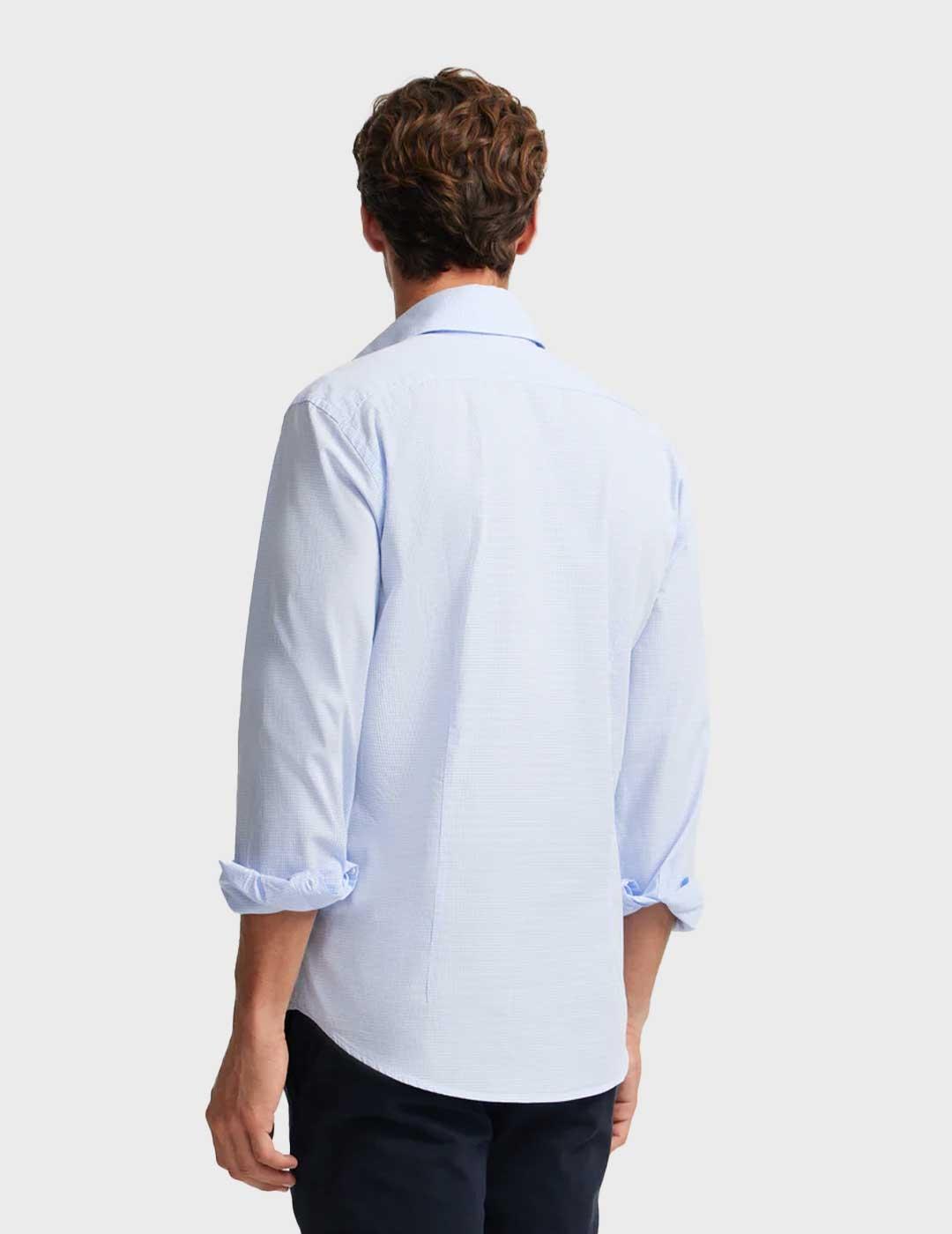 Silbon Sport Cutaway camisa cuadritos celeste para hombre