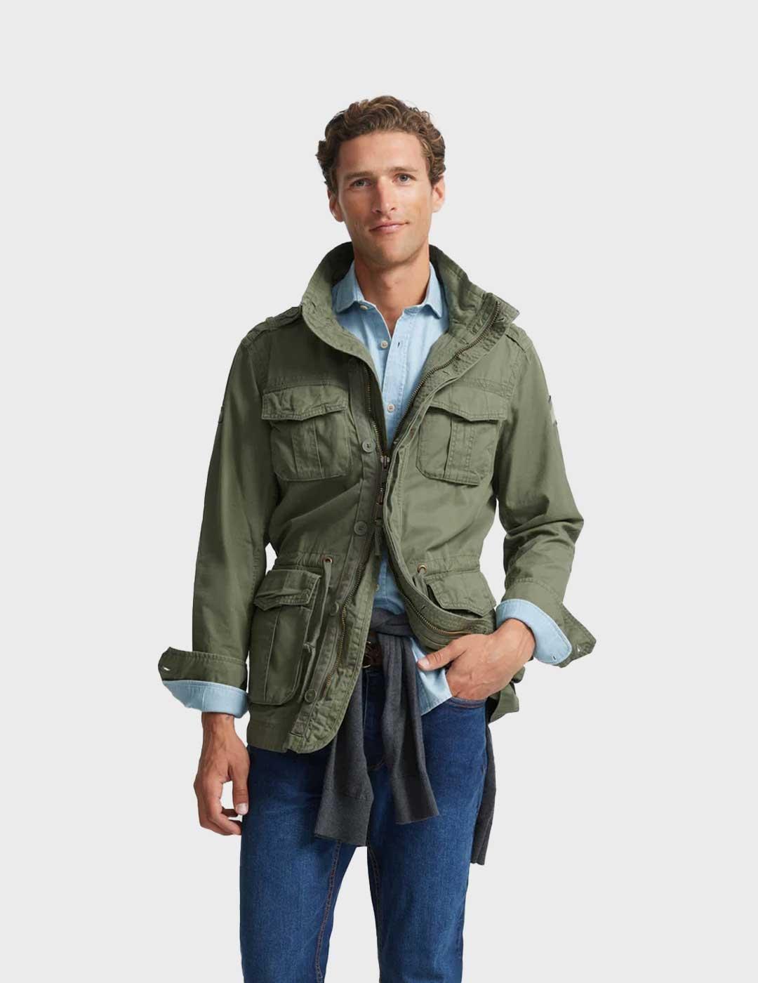 Silbon chaqueta militar verde para hombre