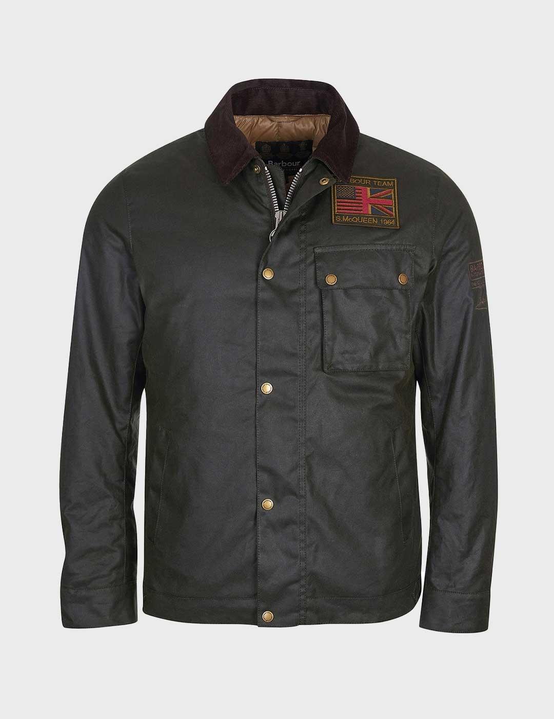 Barbour International Workers Wax chaqueta verde para hombre