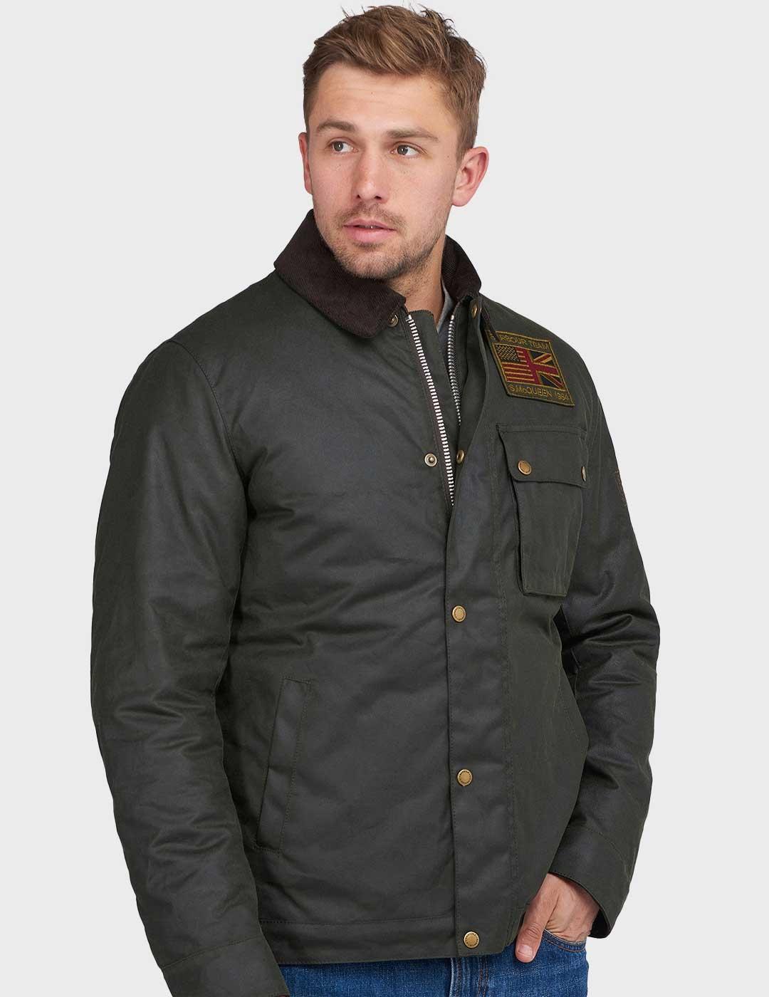 Barbour International Workers Wax chaqueta verde para hombre