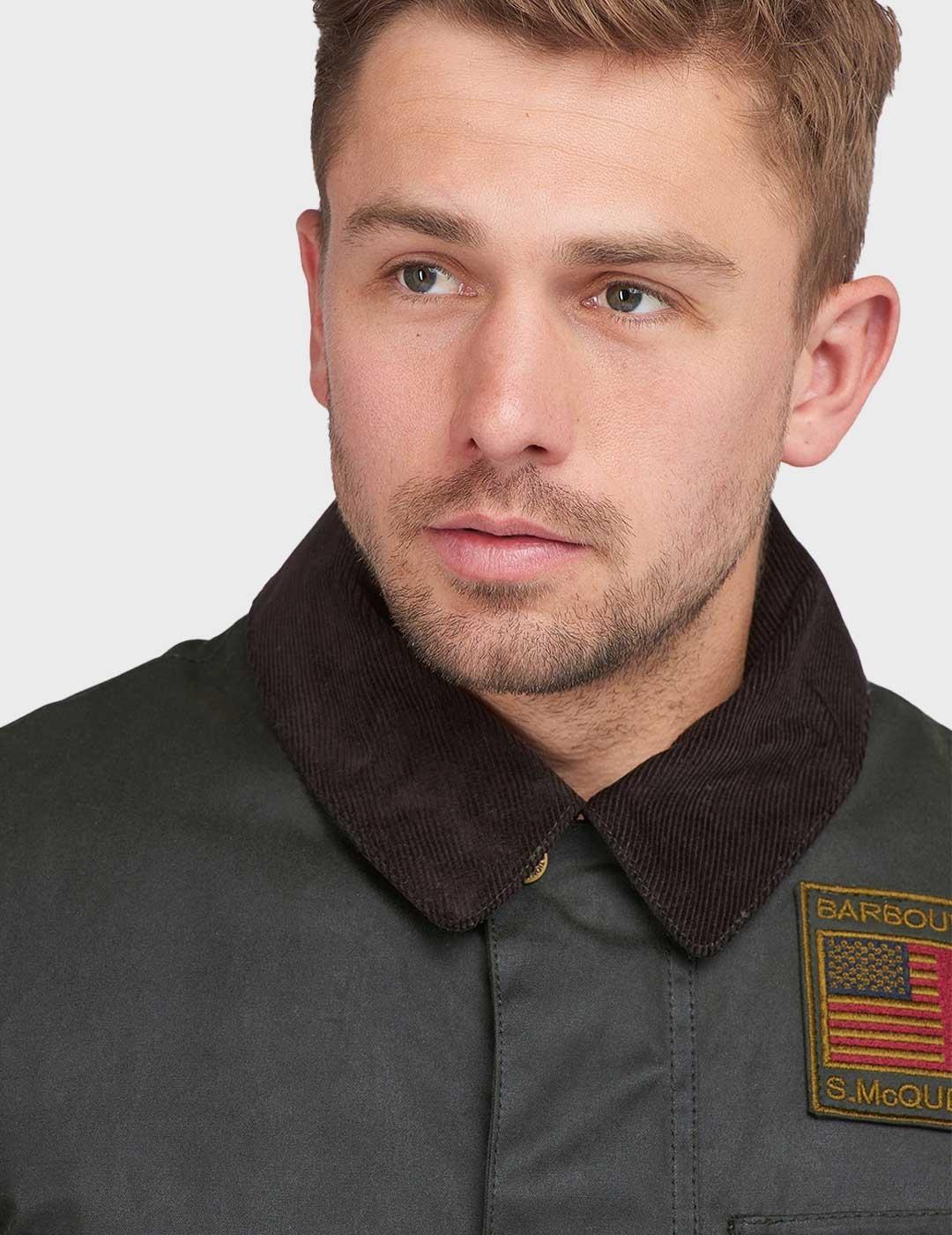 Barbour International Workers Wax chaqueta verde para hombre