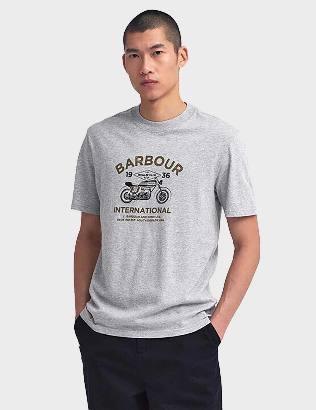 Barbour International café camiseta gris para hombre