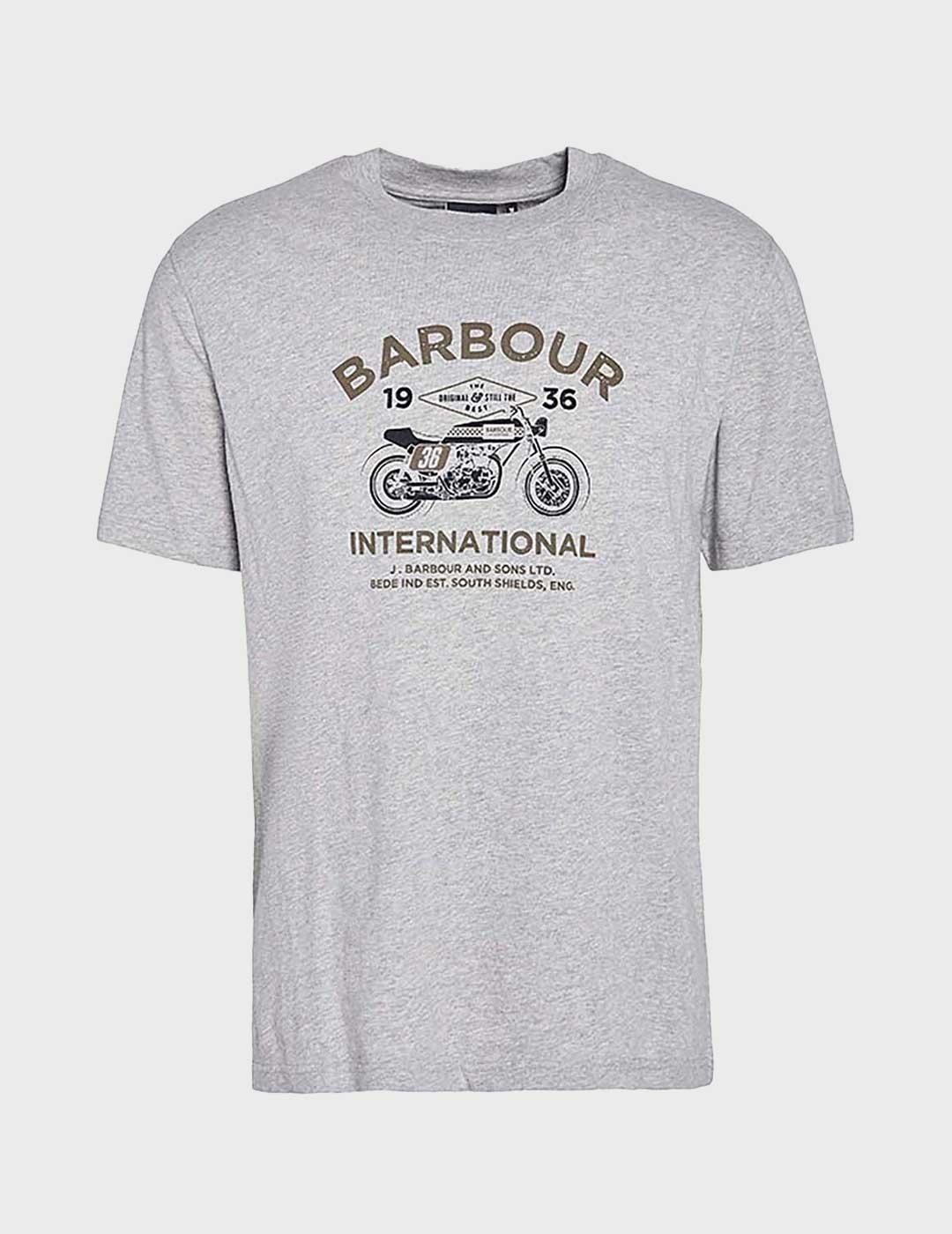 Barbour International café camiseta gris para hombre