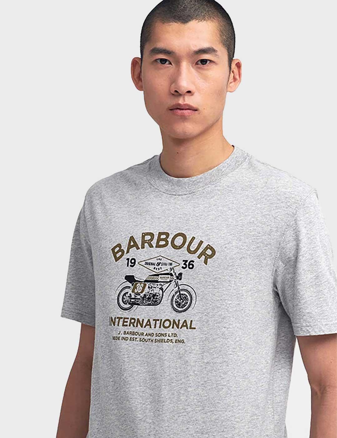 Barbour International café camiseta gris para hombre