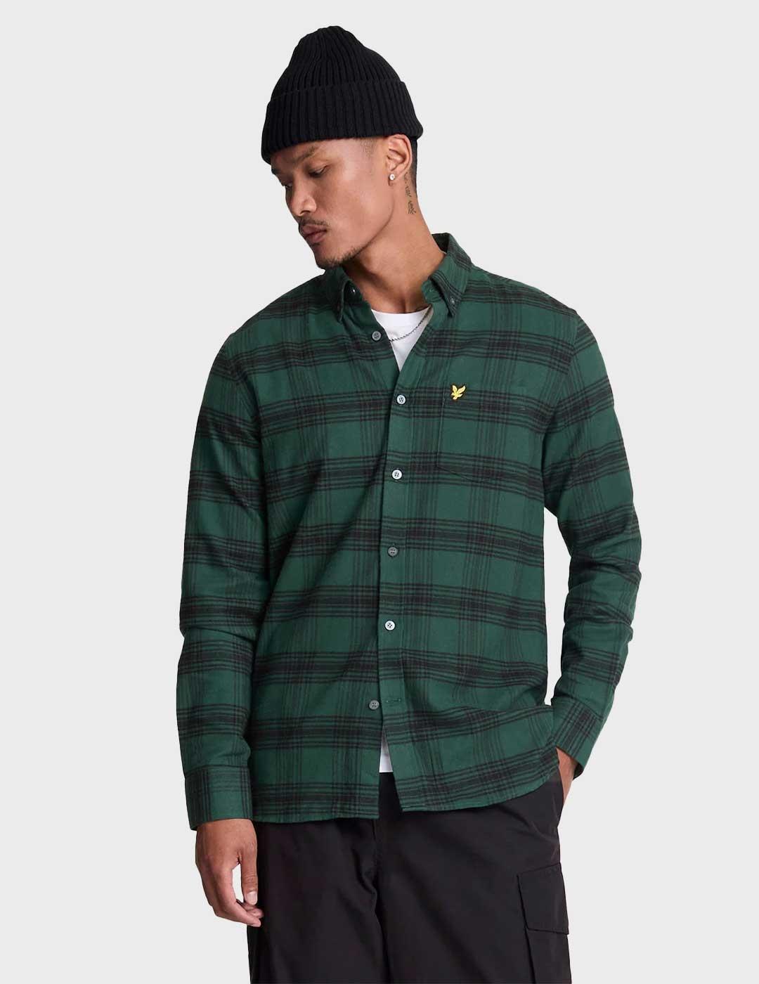 Lyle & Scott Tonal Check Flannel camisa verde para hombre