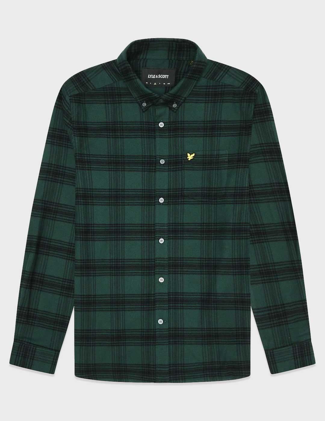 Lyle & Scott Tonal Check Flannel camisa verde para hombre