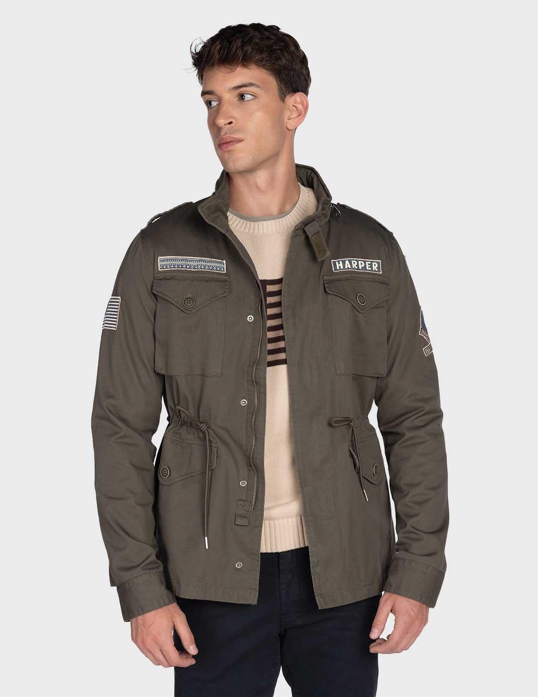 Harper & Neyer chaqueta militar verde para hombre