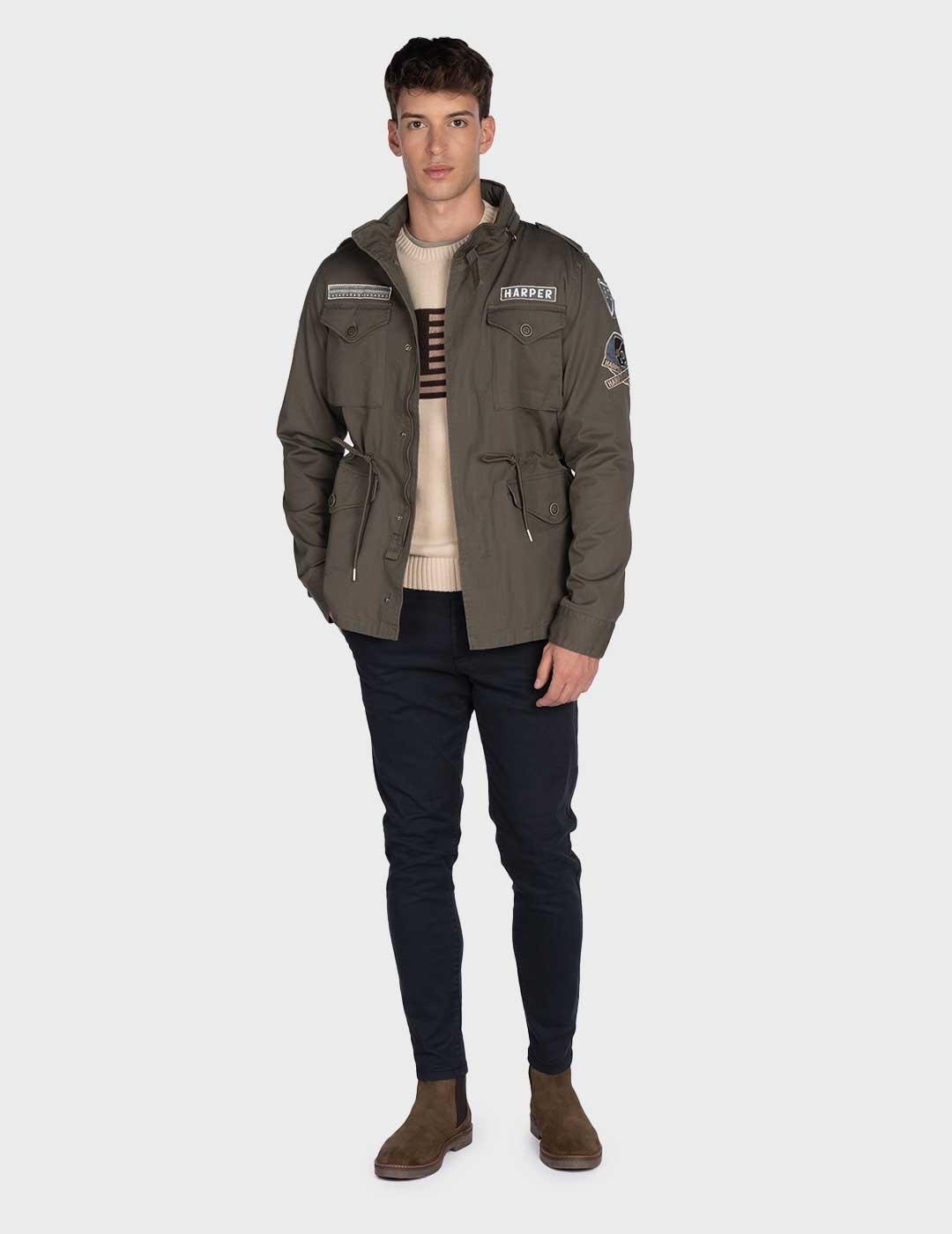 Harper & Neyer chaqueta militar verde para hombre