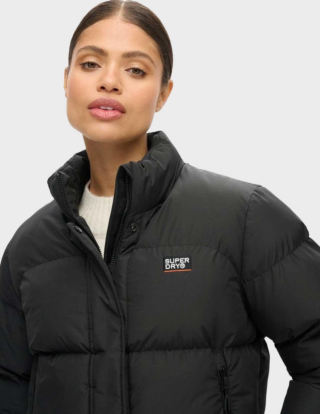 Superdry Sports Puffer Cropped plumas negro corto para mujer