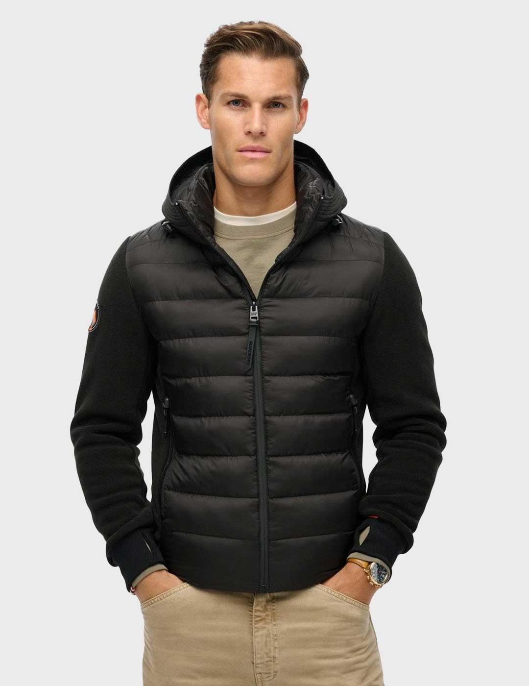 Superdry Storm Fleece Hybrid chaqueta negra para hombre