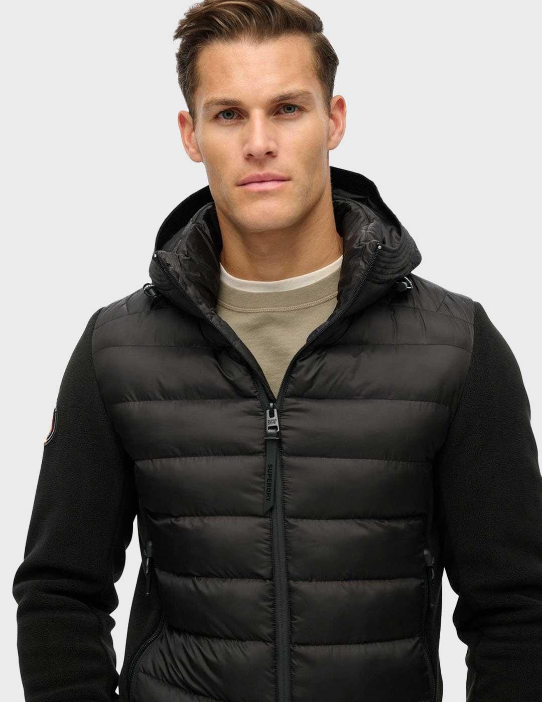 Superdry Storm Fleece Hybrid chaqueta negra para hombre