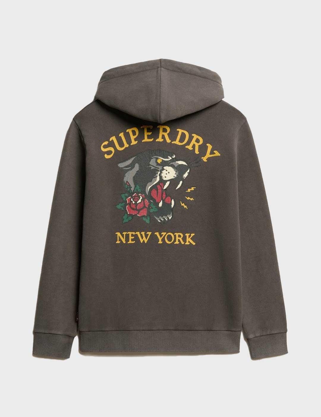 Superdry Tattoo Back sudaddera gris para hombre