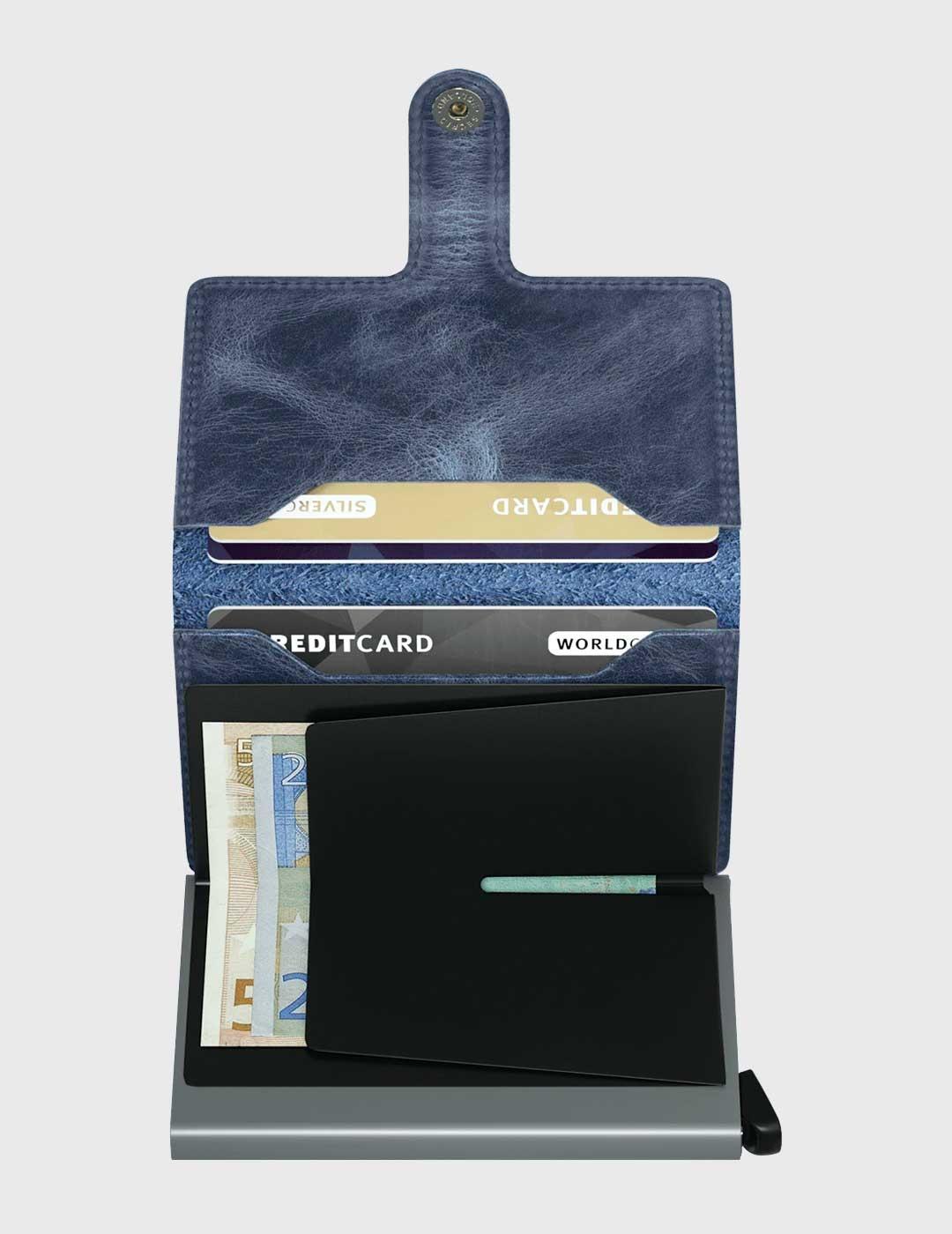 Cartera Secrid Miniwallet Vintage azul unisex