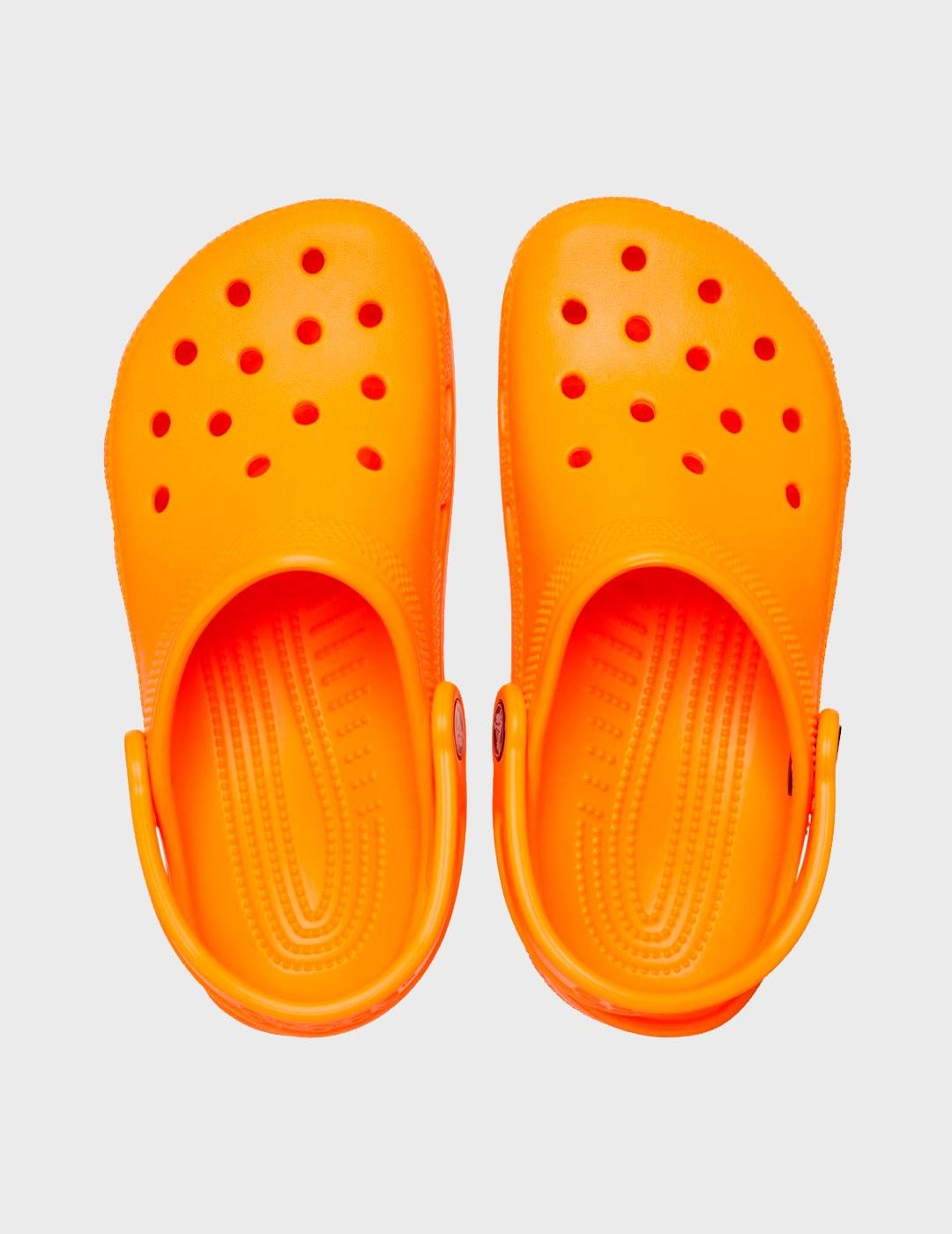 Zuecos Crocs Classic Clog K Orange naranjas para niño y niña