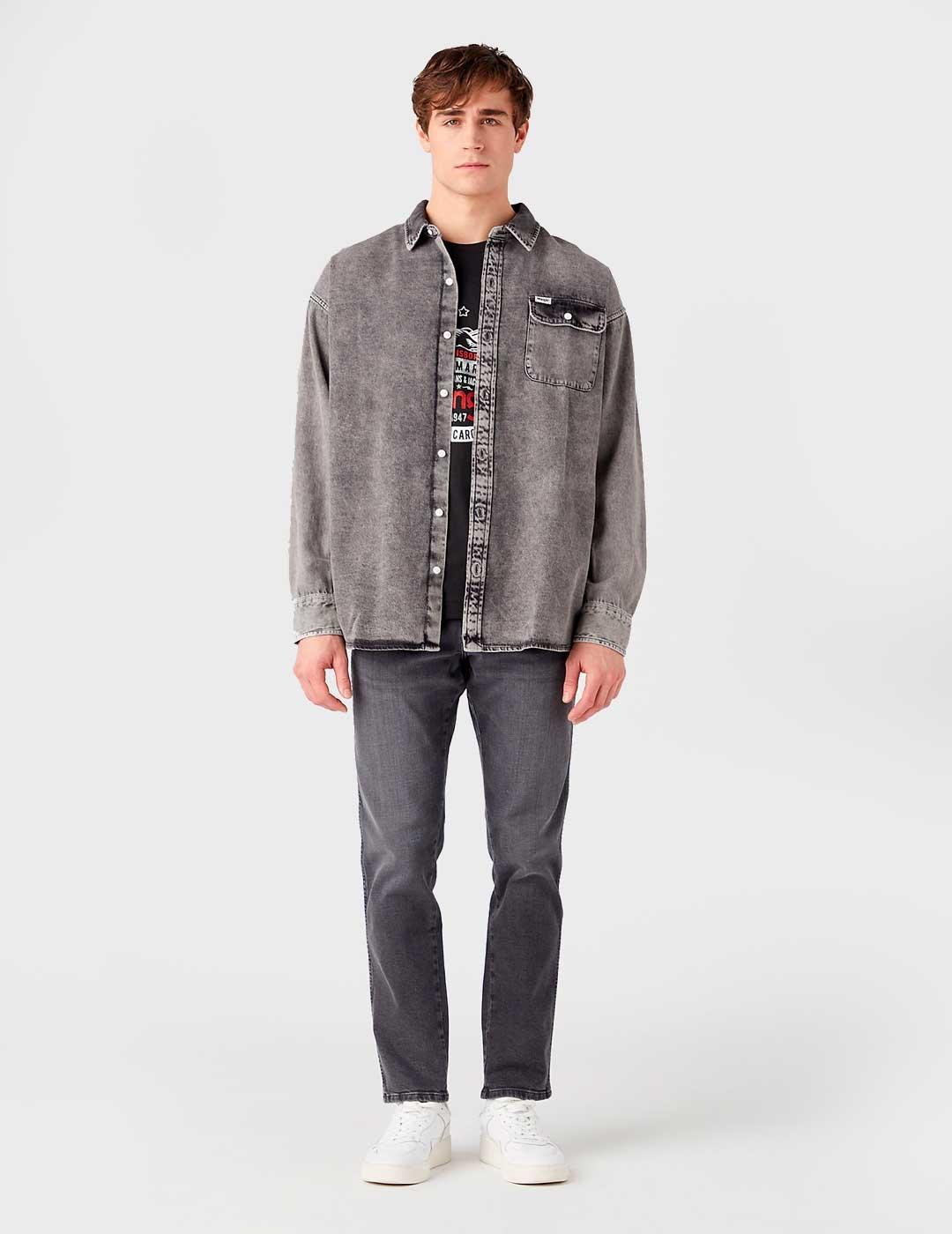 Camisa Wrangler Flap Shirt negra para hombre