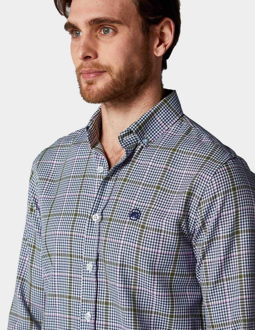 Camisa Altonadock azul y verde para hombre