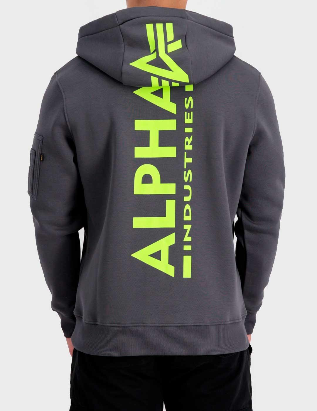Sudadera Alpha Industries Back Print Hoody gris para hombre
