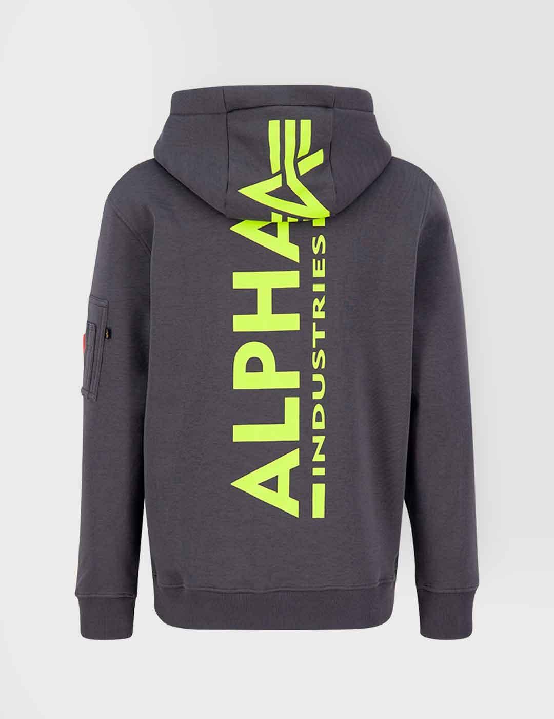 Sudadera Alpha Industries Back Print Hoody gris para hombre