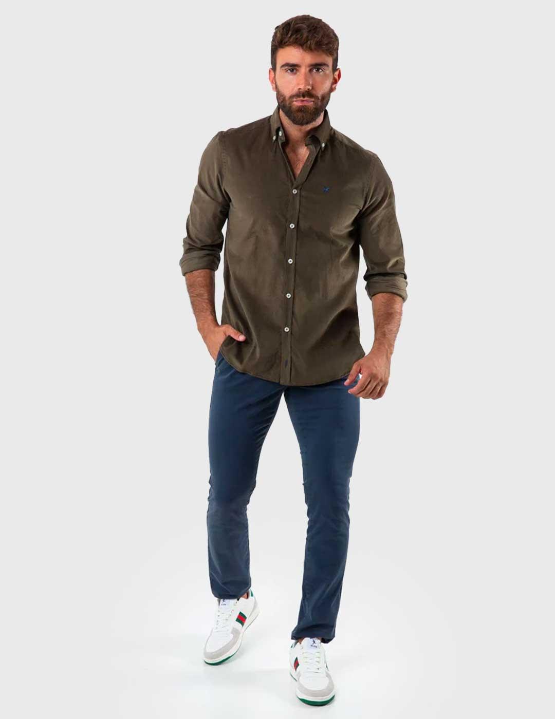 Camisa Williot Micropana Verde Kaki para hombre