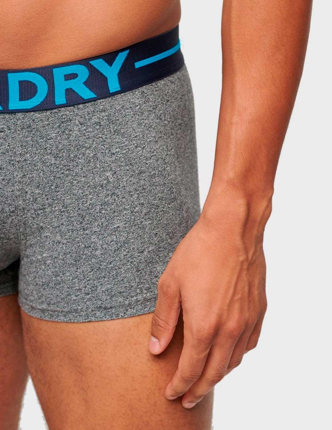 Pack 3 Calzoncillos Superdry Trunk Triple azul para hombre