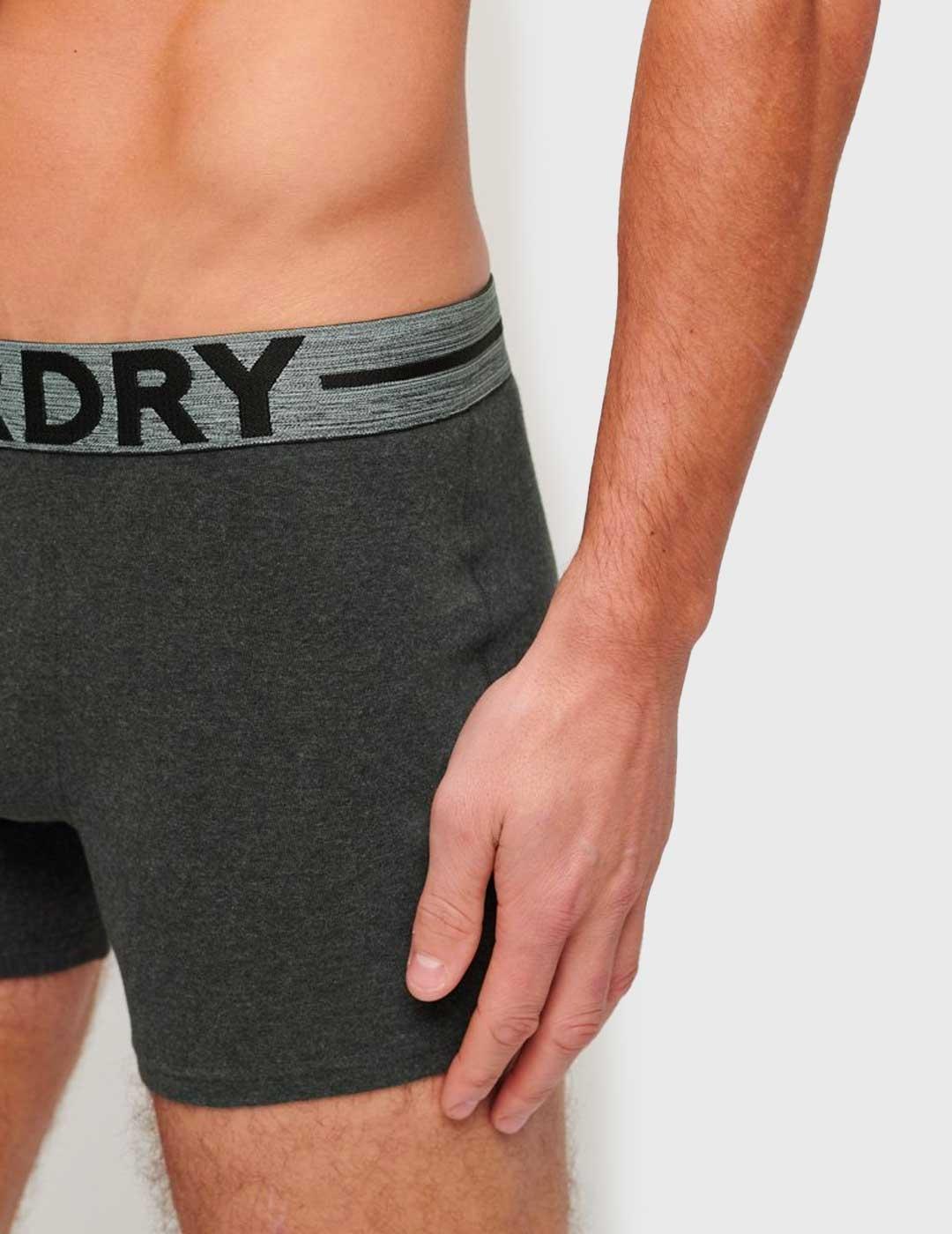 Pack 3 Calzoncillos Superdry Boxer Triple negros para hombre