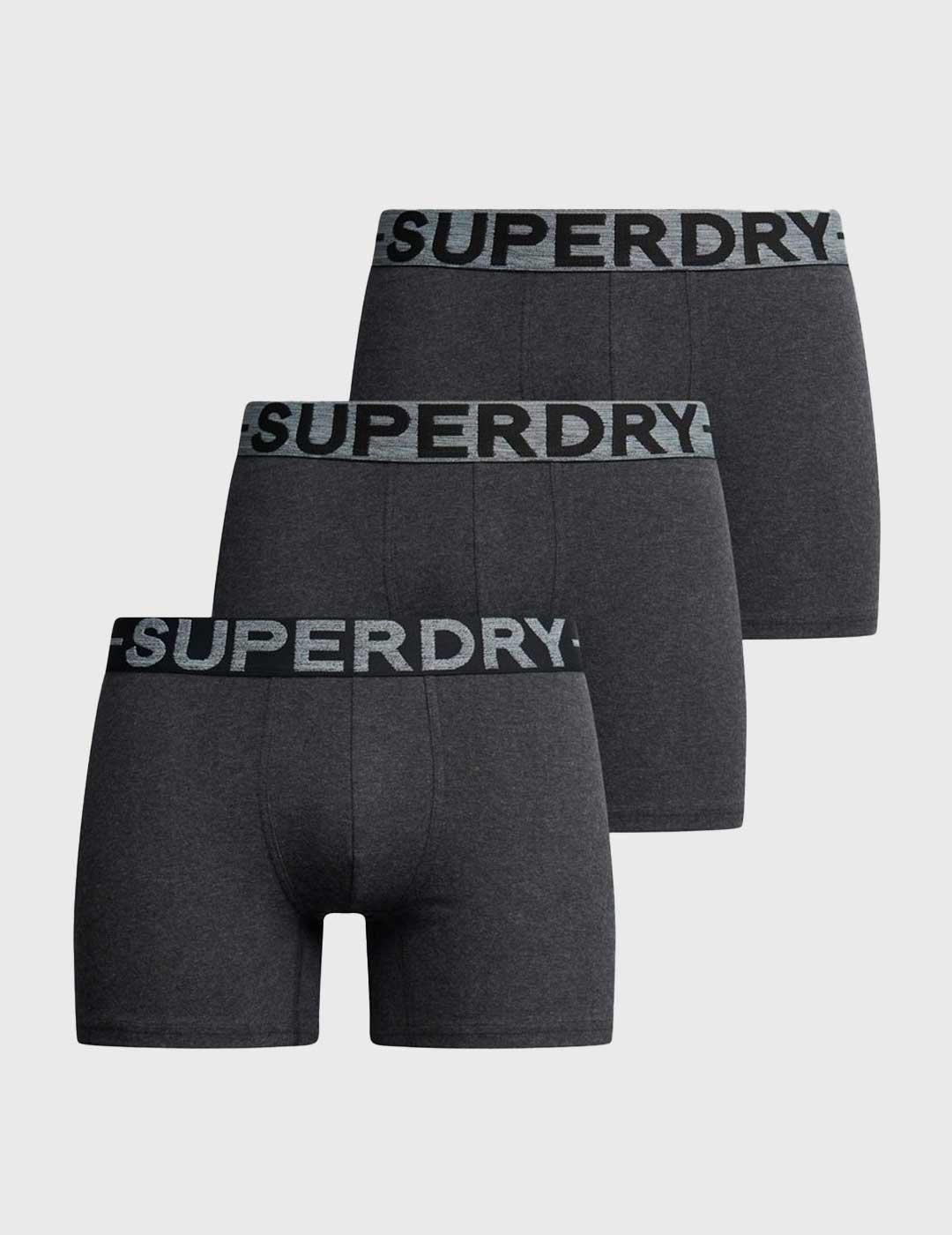 Pack 3 Calzoncillos Superdry Boxer Triple negros para hombre