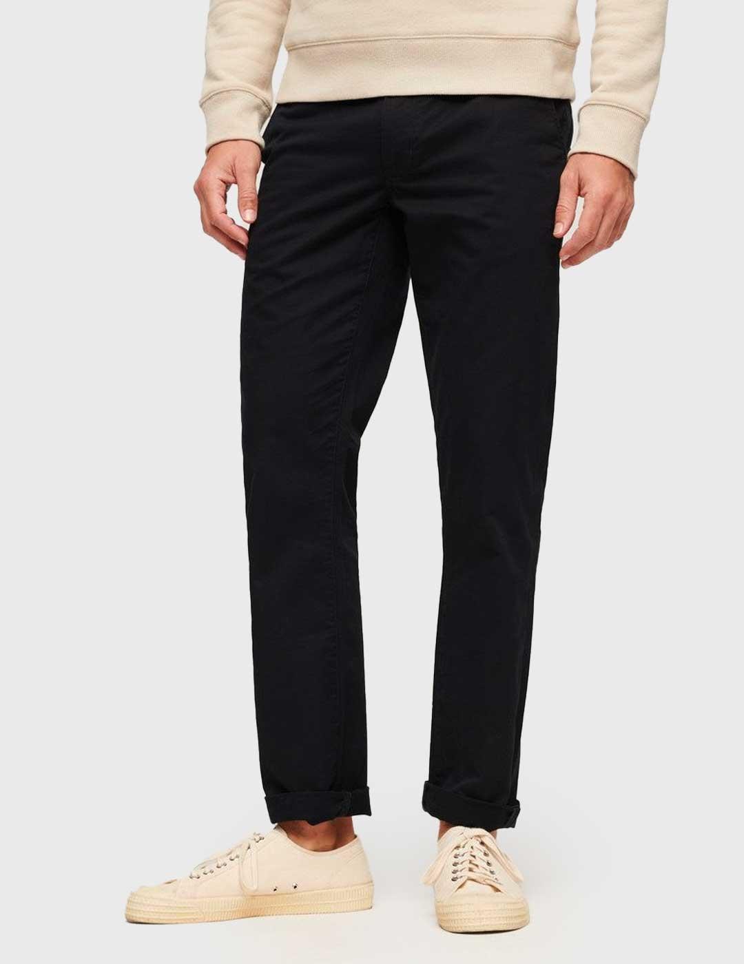 Pantalón Superdry Slim Stretch Chino negro para hombre