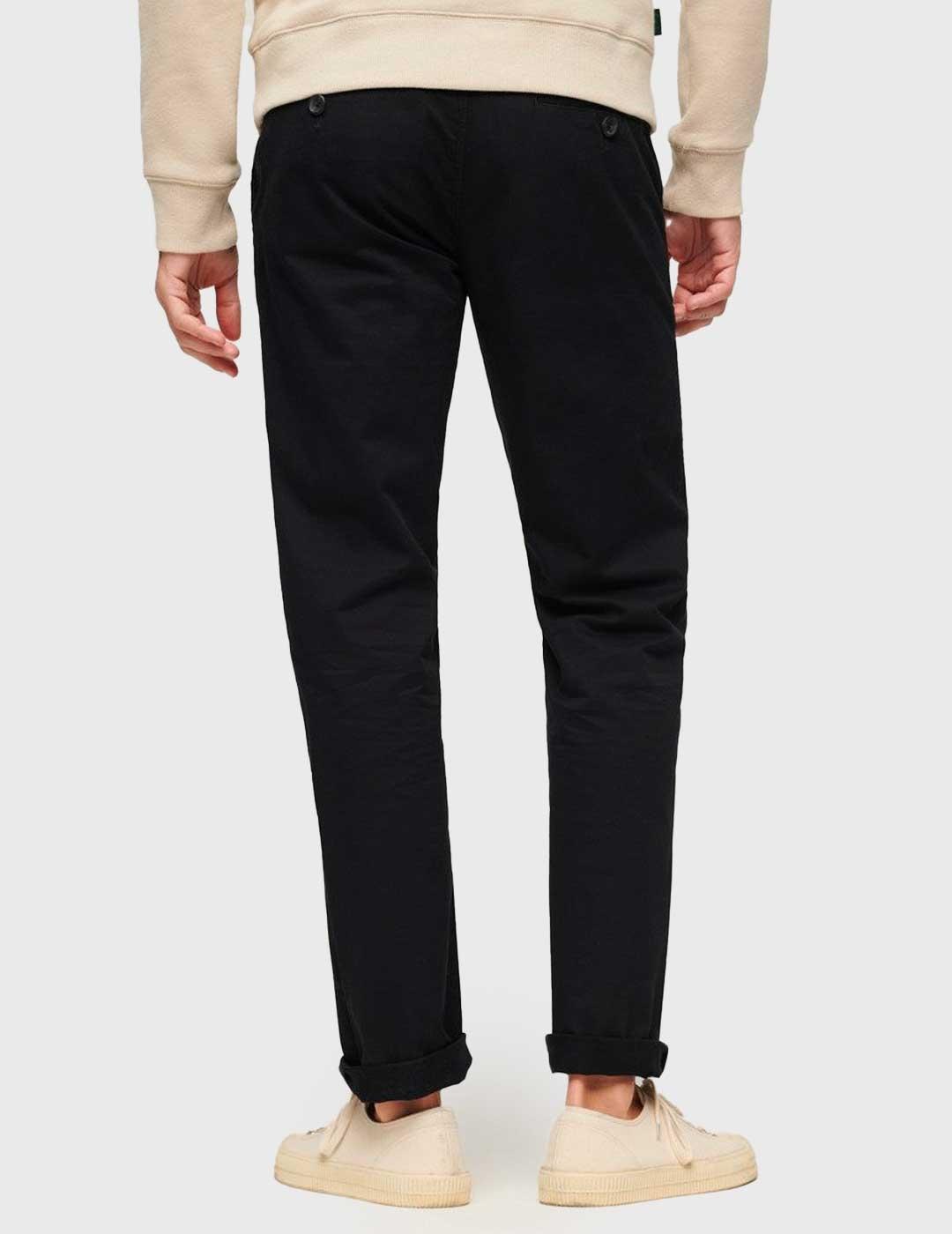 Pantalón Superdry Slim Stretch Chino negro para hombre