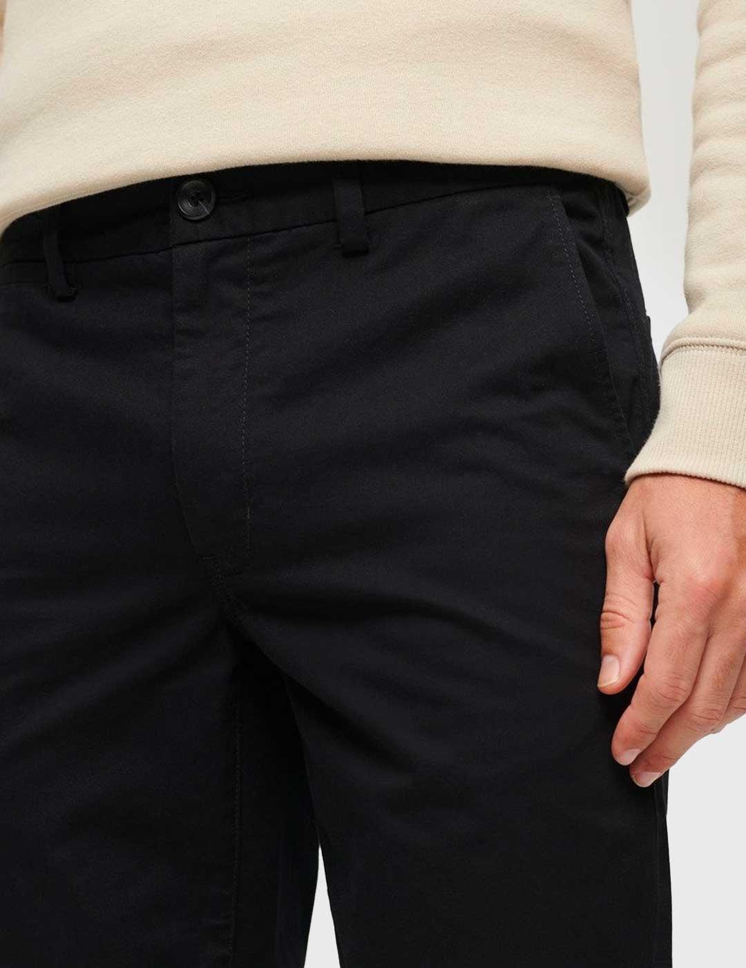 Pantalón Superdry Slim Stretch Chino negro para hombre