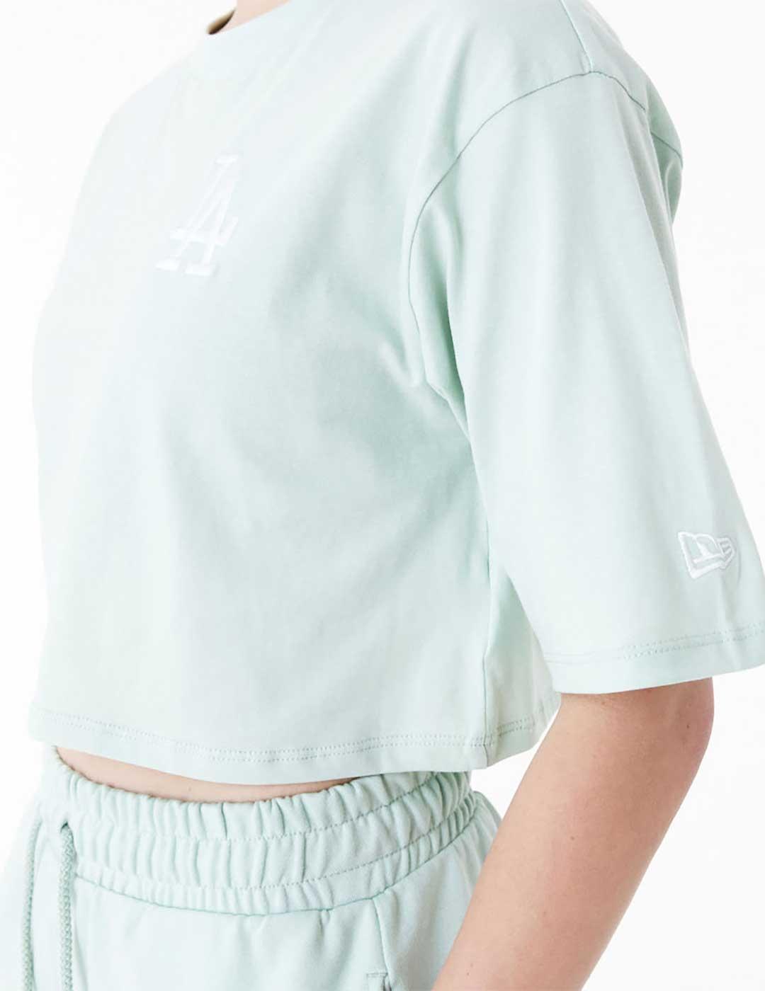 New Era Le Crop Top Tee Camiseta verde para mujer