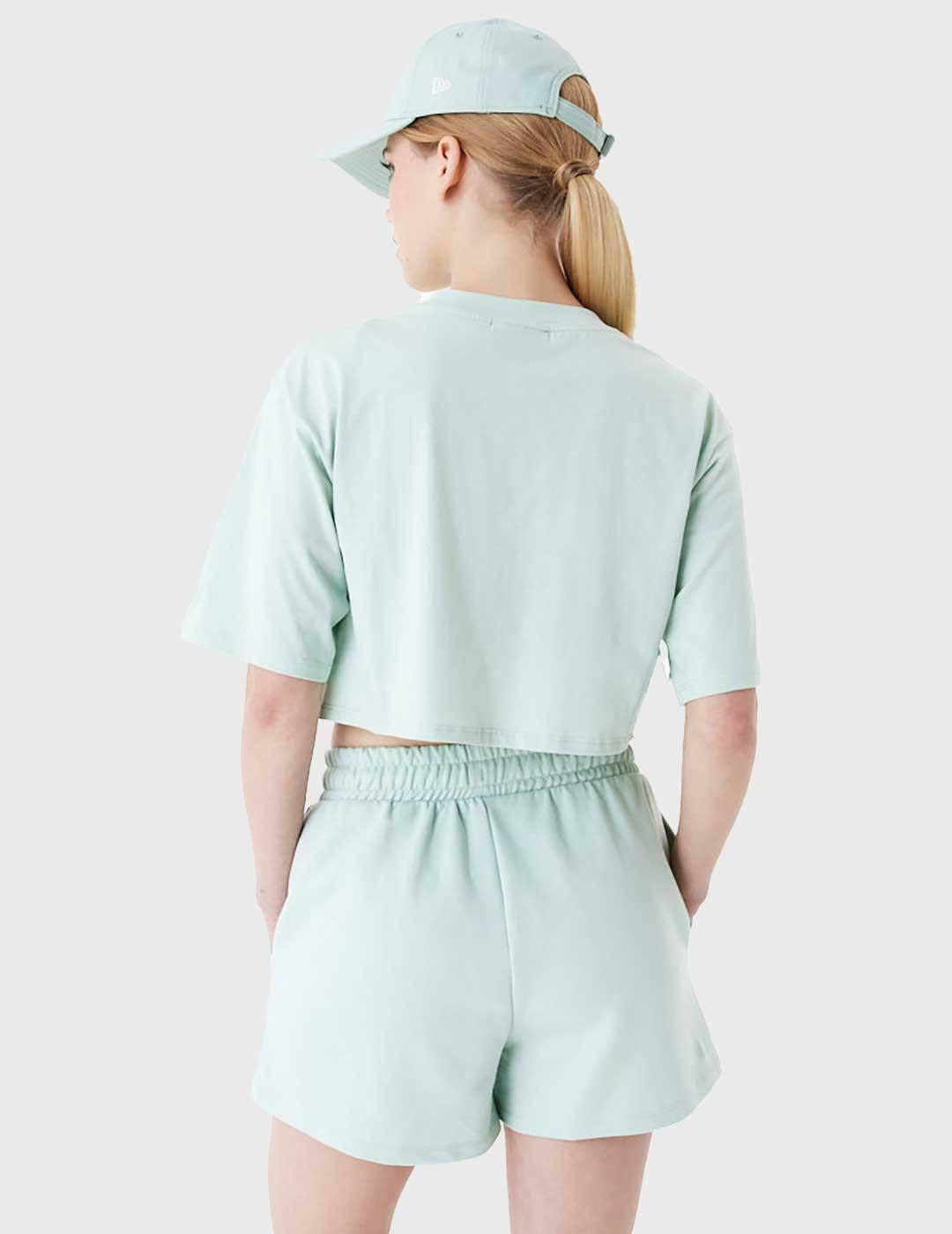 New Era Le Crop Top Tee Camiseta verde para mujer