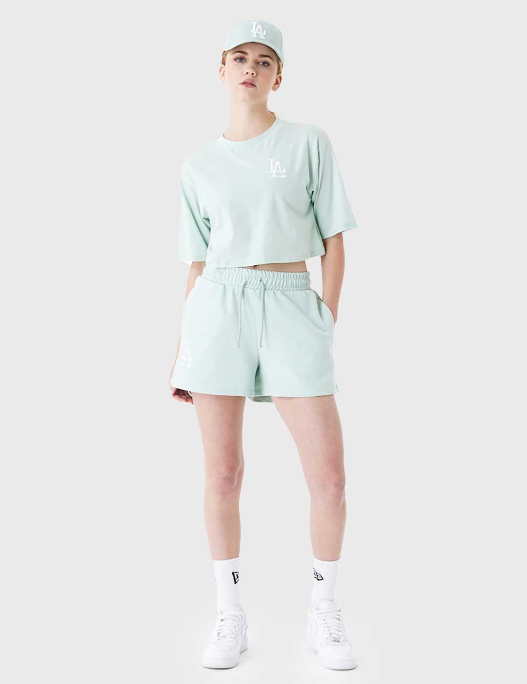 New Era Le Crop Top Tee Camiseta verde para mujer