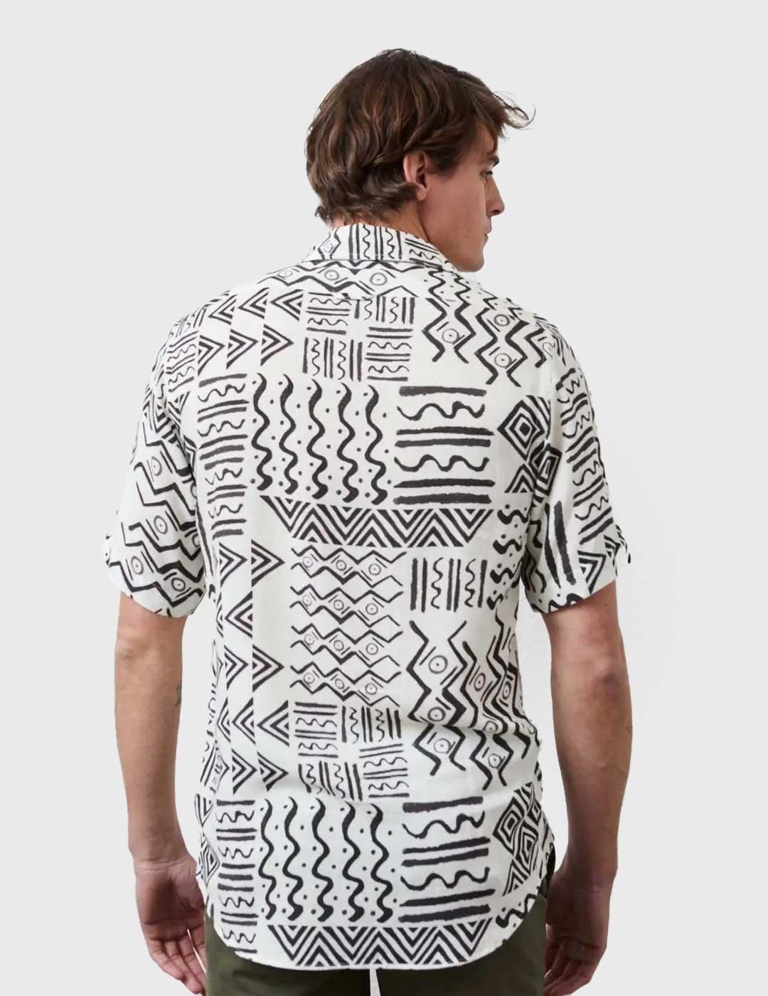 Altonadock Camisa Étnica blanca y negra para hombre