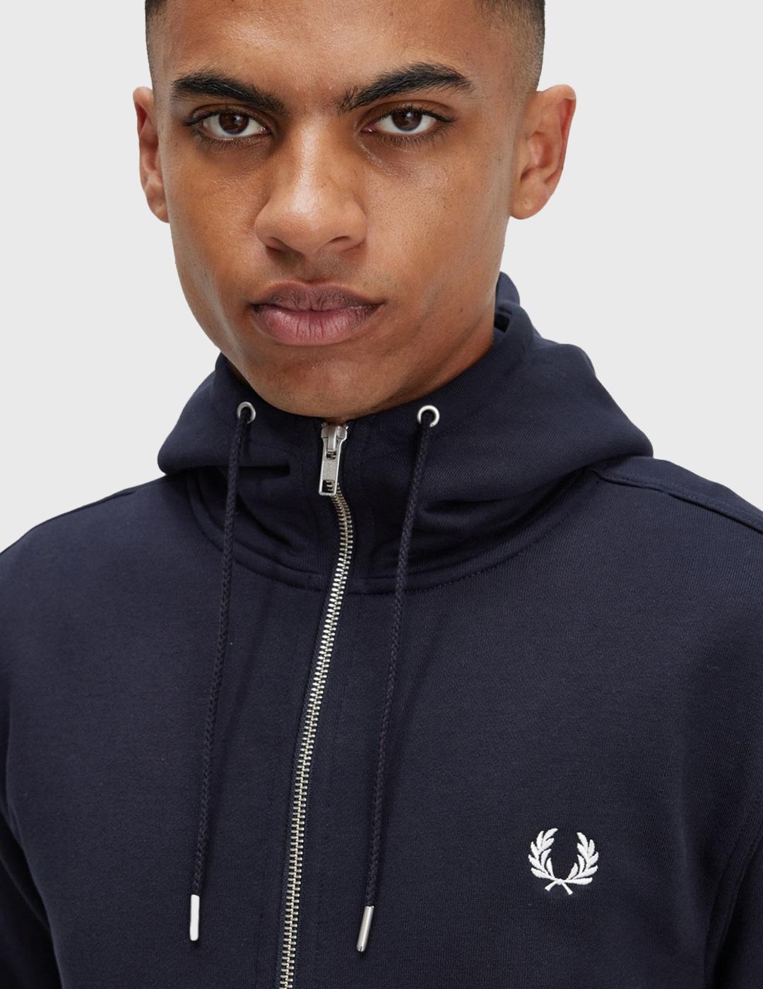 Fred Perry Hooded Zip Through Sudadera marino para hombre