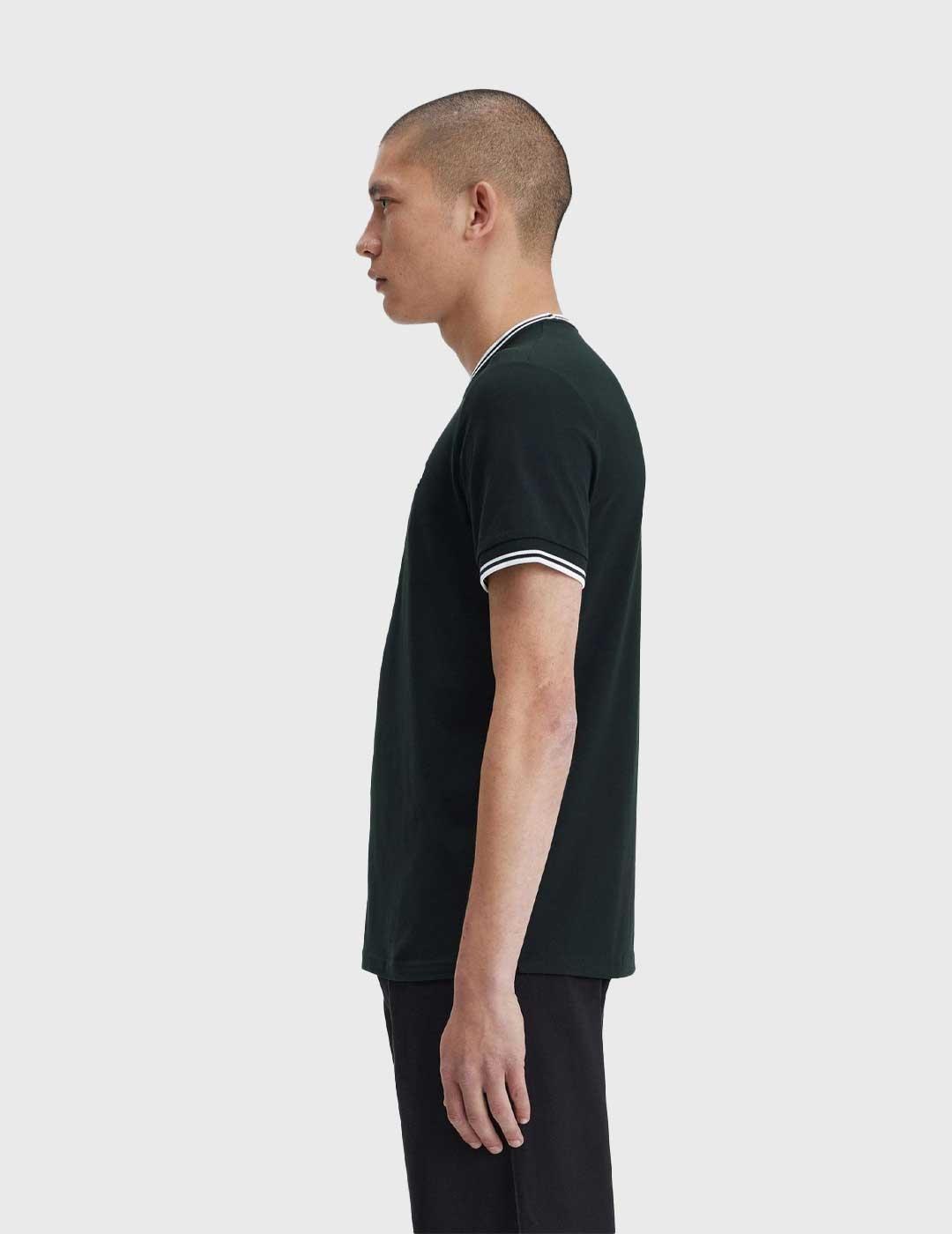 Fred Perry Twin Tipped T Shirt Camiseta verde para hombre
