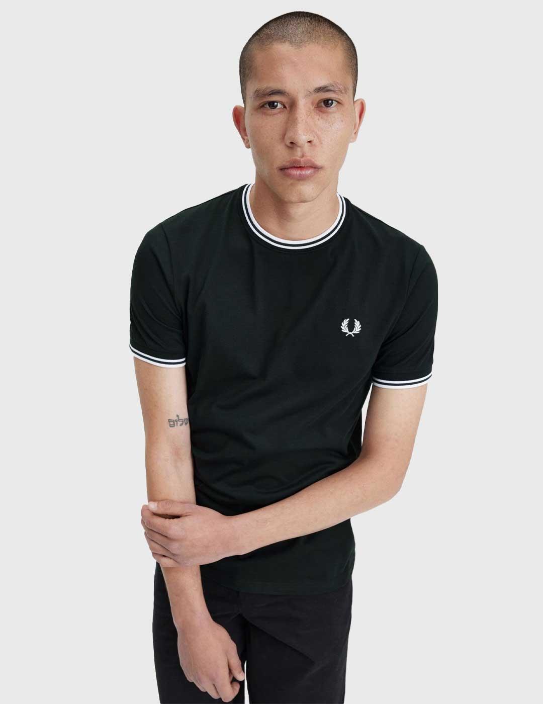 Fred Perry Twin Tipped T Shirt Camiseta verde para hombre