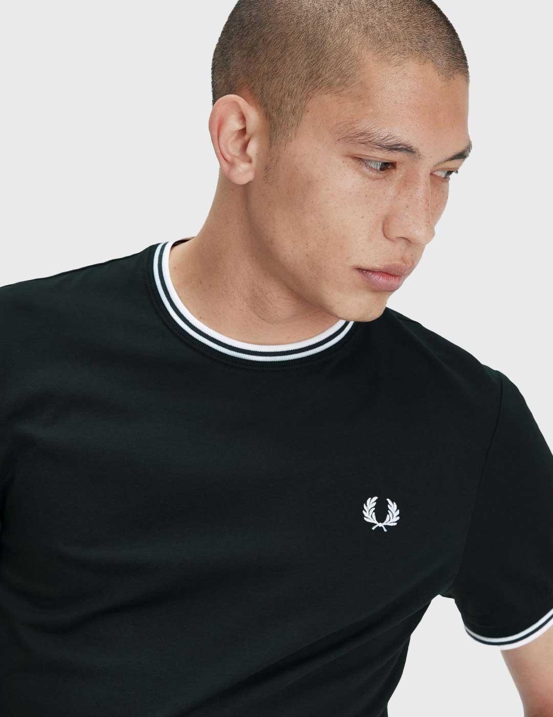 Fred Perry Twin Tipped T Shirt Camiseta verde para hombre