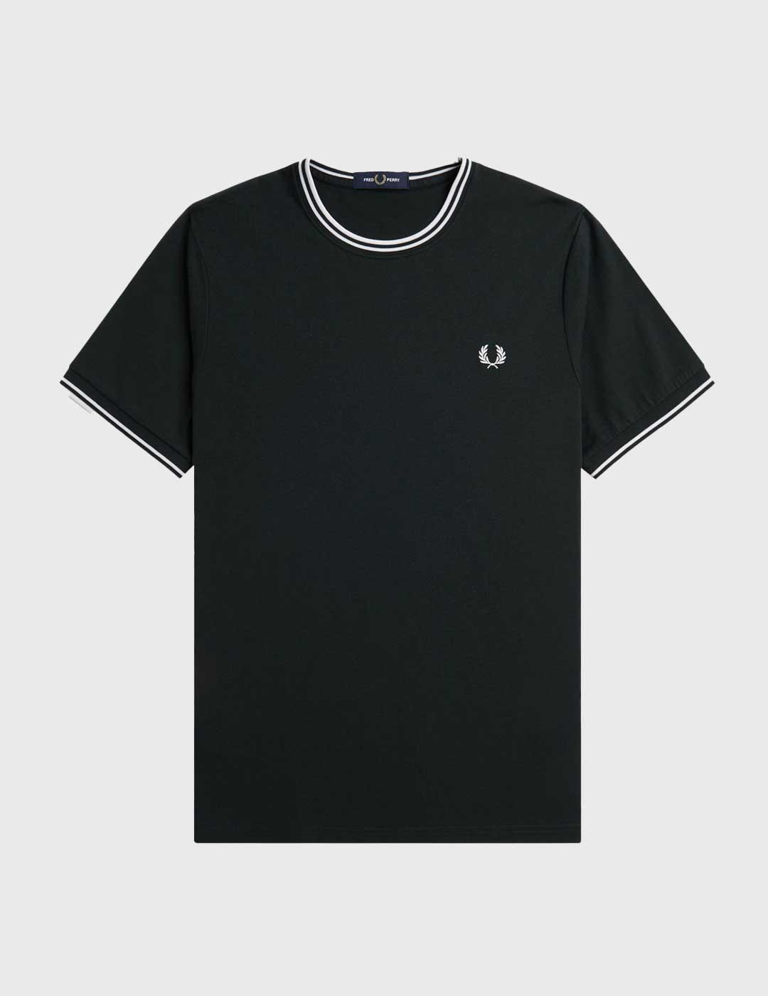 Fred Perry Twin Tipped T Shirt Camiseta verde para hombre