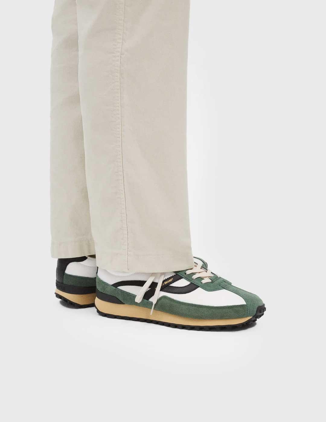Pompeii Brand Elmo Zapatilla blanca y verde para hombre