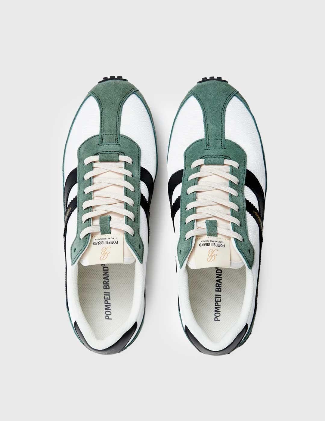 Pompeii Brand Elmo Zapatilla blanca y verde para hombre